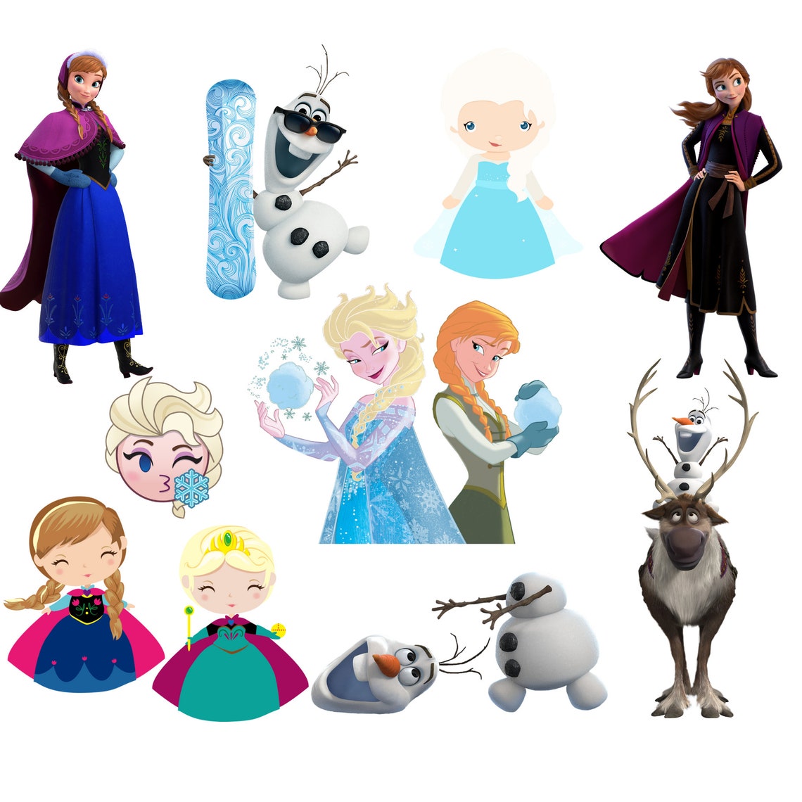 Frozen Png Bundle Frozen Png Clipart Frozen Characters - Etsy