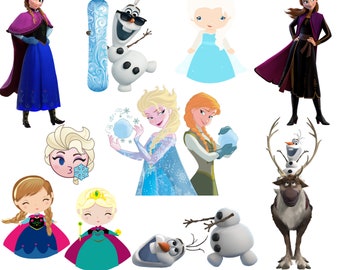 Frozen png bundle, frozen png clipart, frozen characters, Princess elsa, anna, olaf, instant download
