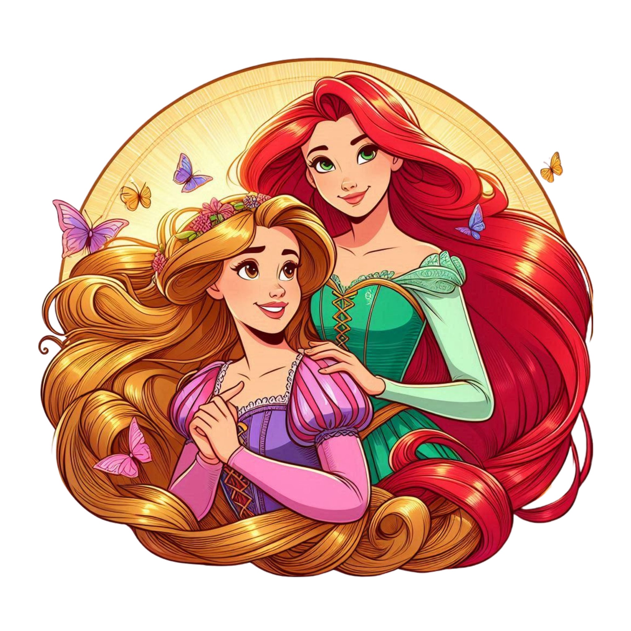Rapunzel and Princess Ariel Png Clipart, the Little Mermaid Png