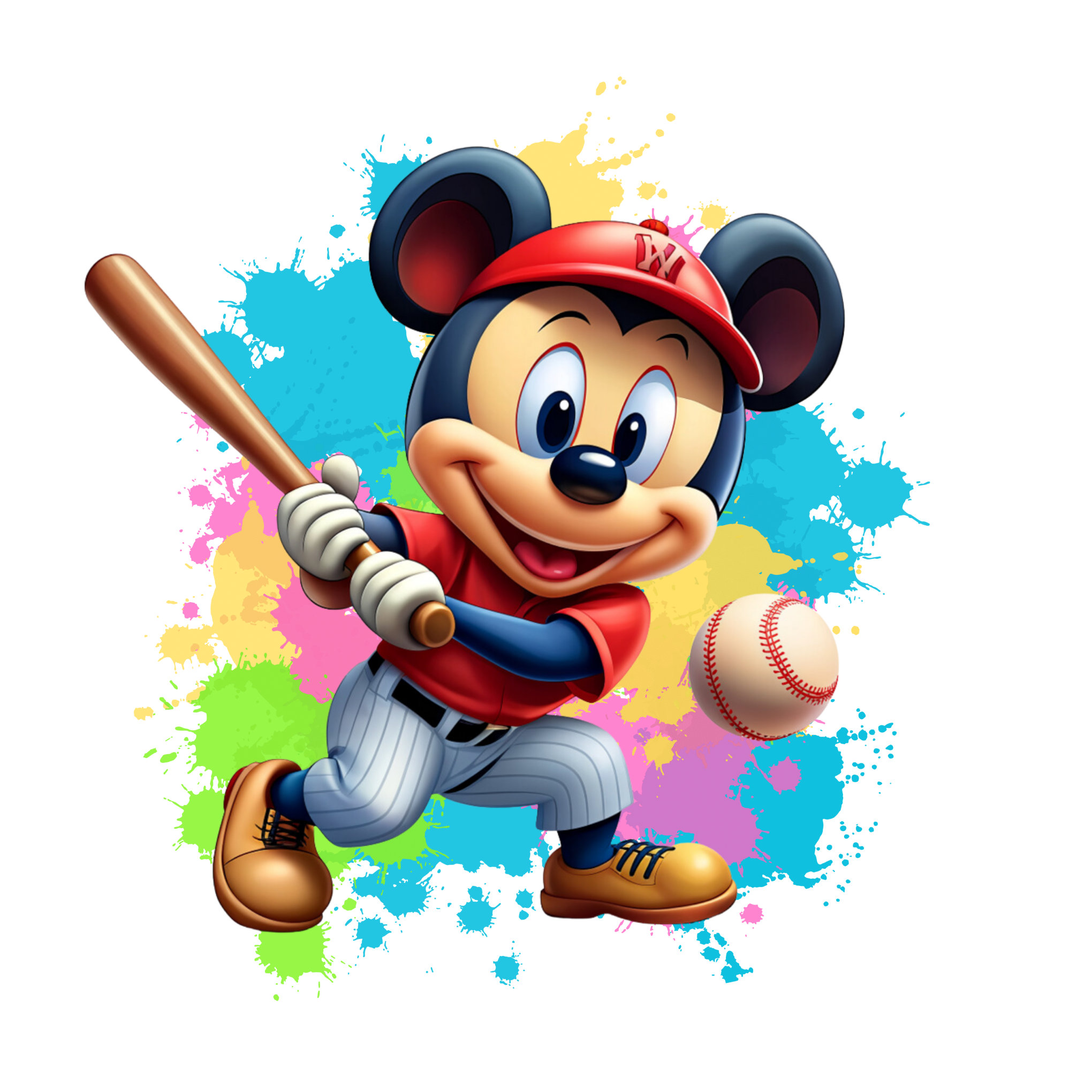 ミッキーマウスの野球選手のクリップアート（PNG、即時ダウンロード