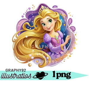 Rapunzel png-clipart, prinses rapunzel png-ontwerp, prinses verjaardag, verwarde png, instant download