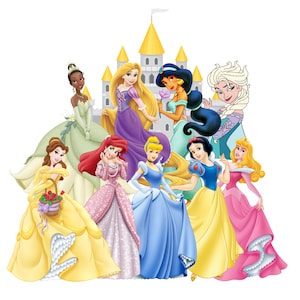 Princesses png clipart, Princess castle design, all Princesses, snow white, elsa, belle, tiana, rapunzel, ariel, instant download