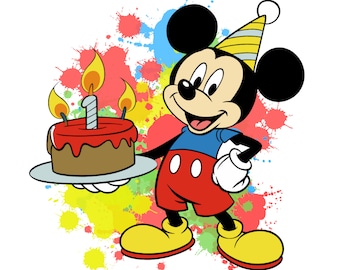 Clipart png de Mickey, conception d'anniversaire de mickey mouse, mickey splash, téléchargement immédiat