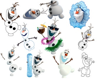 Olaf png bundle, olaf png clipart set, frozen character, frozen png, olaf package,  high quality