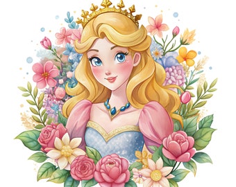 Princess aurora png clipart, sleeping beauty png, briar rose, aurora flower design, instant download