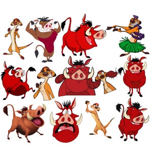 Lion king png bundle, pumbaa png bundle, pumbaa png clipart set, timon png bundle, lion king characters, high quality