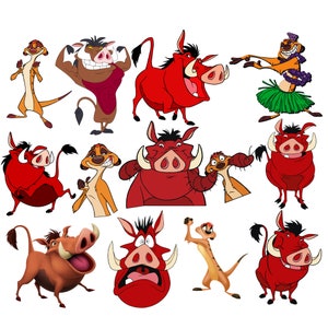 Lion king png bundle, pumbaa png bundle, pumbaa png clipart set, timon png bundle, lion king characters, high quality image 1