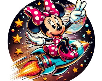 minnie mouse png clipart, minnie mouse in space, cute minnie mouse, instant download