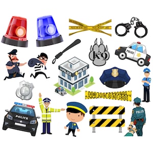 Police png clipart set,  Police png bundle, Police car, Police images, Police siren, handcuff ,thief police, cap