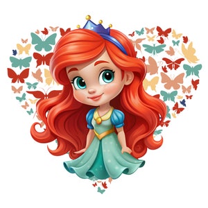 Princess ariel butterfly design, the little mermaid png clipart, ariel love, Princess birthday, instant download