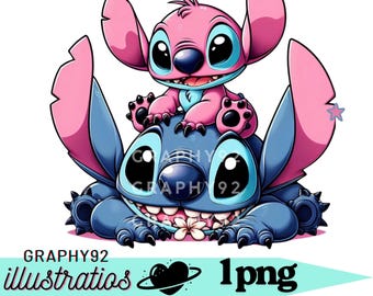 Imágenes prediseñadas de Stitch y ángel, imágenes prediseñadas de Stitch lindo, personajes de Lilo y Stitch, amigos de Stitch y ángel, descarga instantánea