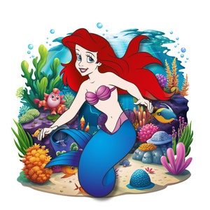 Princess ariel underwater design, the little mermaid png clipart, Princess ariel png, instant download