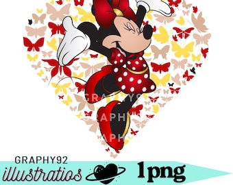 Minnie mouse png clipart, minnie mouse butterfly design, minnie mouse love,  instant download