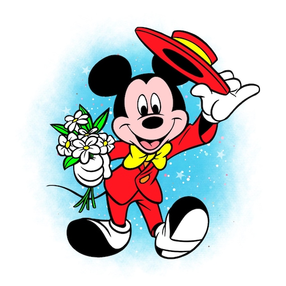 Mickey Mouse png clipart, traje do Mickey Mouse, fundo aquarela do