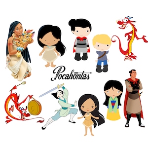 Pocahontas and mulan png bundle, pocahontas png, mulan png, instant download,  high quality