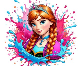 Princess anna splash design, Princess anna png clipart, frozen anna png, elsa anna, instant download