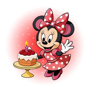 Minnie mouse birthday design, minnie mouse png clipart, cute minnie, red background, instant download