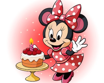 Minnie mouse birthday design, minnie mouse png clipart, cute minnie, red background, instant download