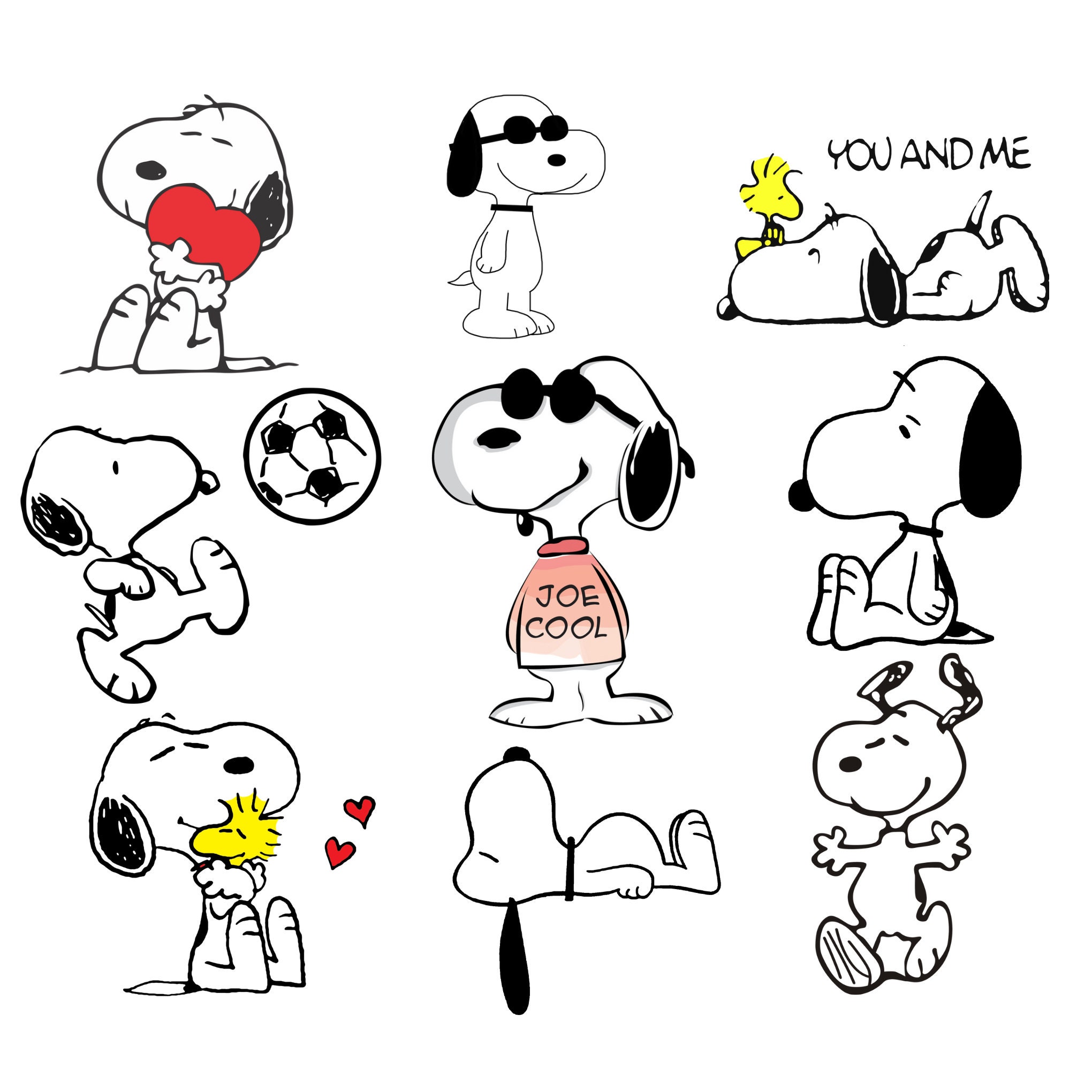 Snoopy Png Bundle Snoopy Png Clipart Set Snoopy Stickers Etsy