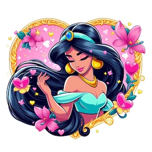 Princess jasmine flower design,  Princess jasmine png clip art, aladdin png, instant download,  high quality