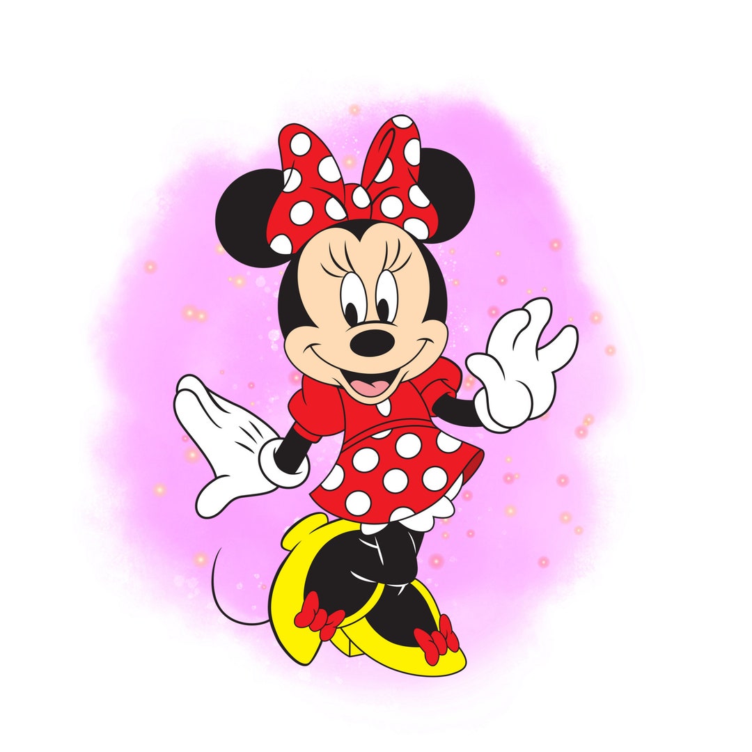 Minnie Mouse Watercolor Background, Minnie Mouse Png Clipart, Pink Background, Instant Download ...