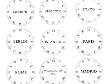Clock face png bundle,  capital clock design, capital city png, clock package, london, madrid, Washington dc, roman clock