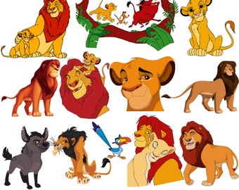 Lion king and simba png bundle, simba png, lion king clipart,  lion king characters,  instant download,  high quality