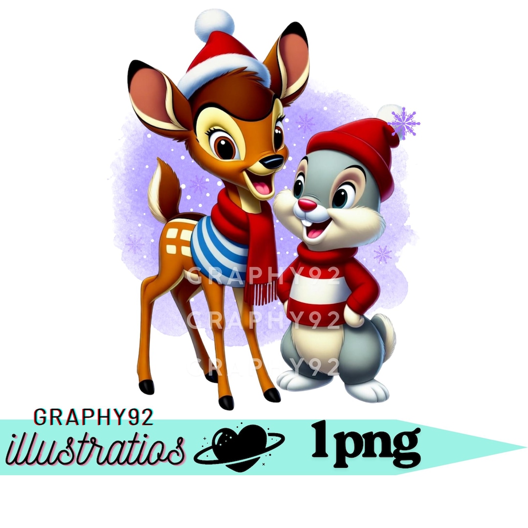 Bambi and Thumper Christmas Design, Bambi Png Clipart, Thumper Rabbit ...
