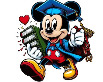 Mickey mouse graduation design, mickey mouse png clipart, mickey mouse student, instant download