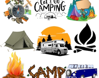 Camping png bundle,  camper png, camp life, happy camper, camping clipart, instant download