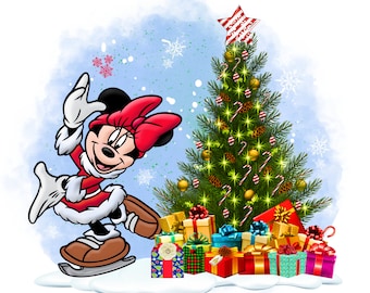 Minnie mouse christmas png design, minnie mouse png clipart, christmas, instant download