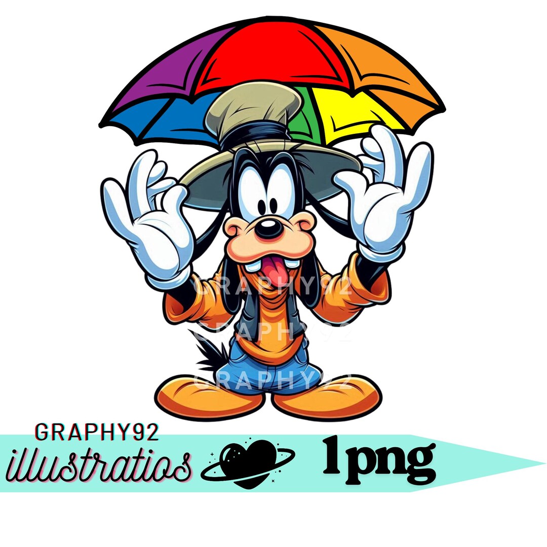 Goofy Png Clipart, Goofy Umbrella, Mickey Mouse Friends, Instant