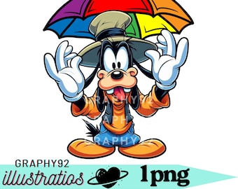 Goofy Png Clipart, Goofy Umbrella, Mickey Mouse Friends, Instant