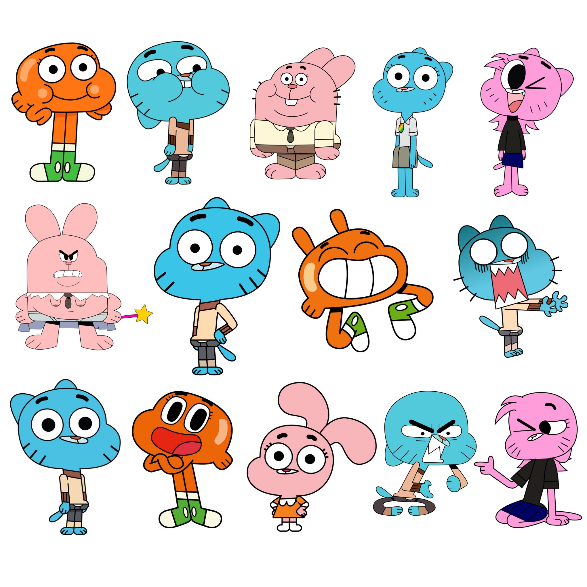 Gumball Watterson Clipart and Darwin Watterson Cartoon Characters PNG  High-quality, Vector Images Instant Download 