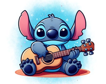 ギターを弾くスティッチ、スティッチのpngクリップアート、リロ