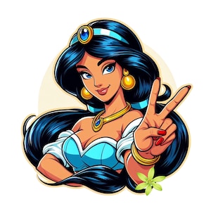 Princess jasmine png clipart, jasmine victory sign, aladdin princess, instant download