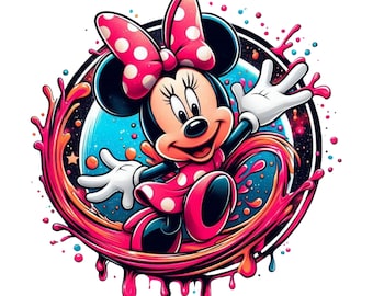 Diseño de salpicadura de Minnie Mouse, clipart PNG de Minnie Mouse, Minnie Mouse adorable, descarga instantánea
