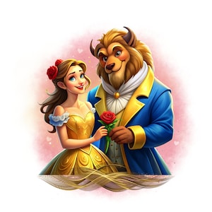 Beauty and the beast watercolor background, Beauty and the beast png clipart, Princess belle png, instant download