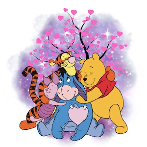 Winnie the pooh watercolour background,  Winnie the pooh png design, instant download