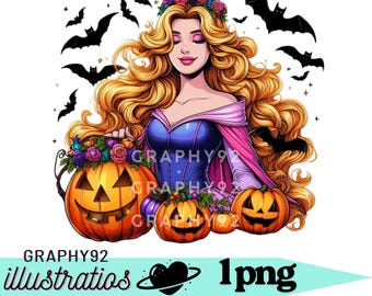 Princess aurora png clipart, Princess aurora halloween, aurora pumpkin, sleeping beauty, briar rose, instant download