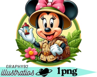 Minnie mouse safari design,  minnie mouse png clipart, minnie birthday, cute minnie mouse,  instant download