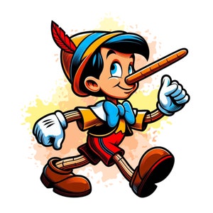 pinocchio png clipart, pinocchio watercolor background, cute pinocchio design,  instant download