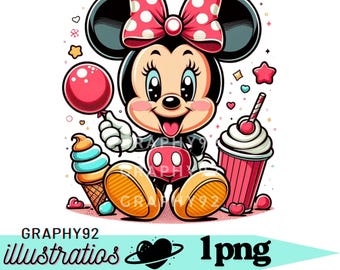 Cute baby minnie mouse png clipart, minnie mouse ice cream, minnie mouse birthday, instant download