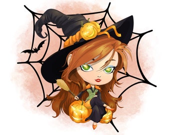 Halloween witch watercolour background, halloween witch png clipart, halloween design png, witch png, instant download