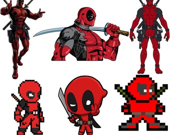 Paquete de imágenes PNG de Deadpool, conjunto de imágenes prediseñadas PNG de Deadpool, PNG de superhéroe, PNG de Deadpool, descarga instantánea