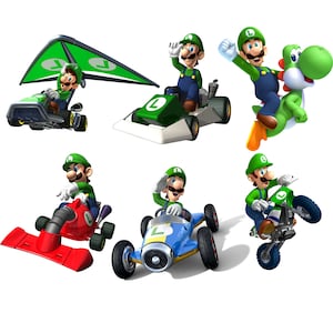 Super mario png bundle, mario kart png clipart set, luigi png, luigi kart png, mario kart png, super mario bros, high quality