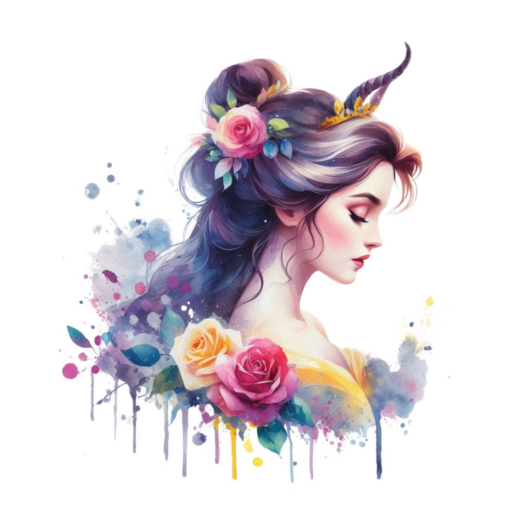 Princess Belle Watercolor, Princess Belle Png Clipart, Beauty and the