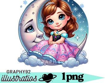 Princess anna on the moon, Princess anna png clipart, frozen anna, frozen princess, elsa png, instant download