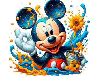 Mickey mouse color of splash, mickey mouse png clipart, mickey mouse watercolor design, instant download