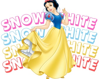 Snow white png clipart, snow white name design, snow white and seven dwarfs, Princess birthday,  instant download